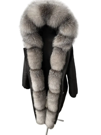 Парка жіноча з хутром блюфрост Чорний р54 75см Харків