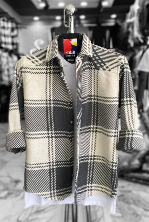 Тепла чоловіча сорочка Бейджин Сіро-білий M Харків