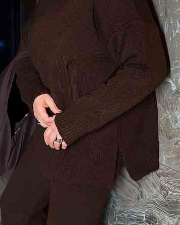 Женский базовый теплый костюм батал двойка машинная вязка с добавлением ангоры Одесса