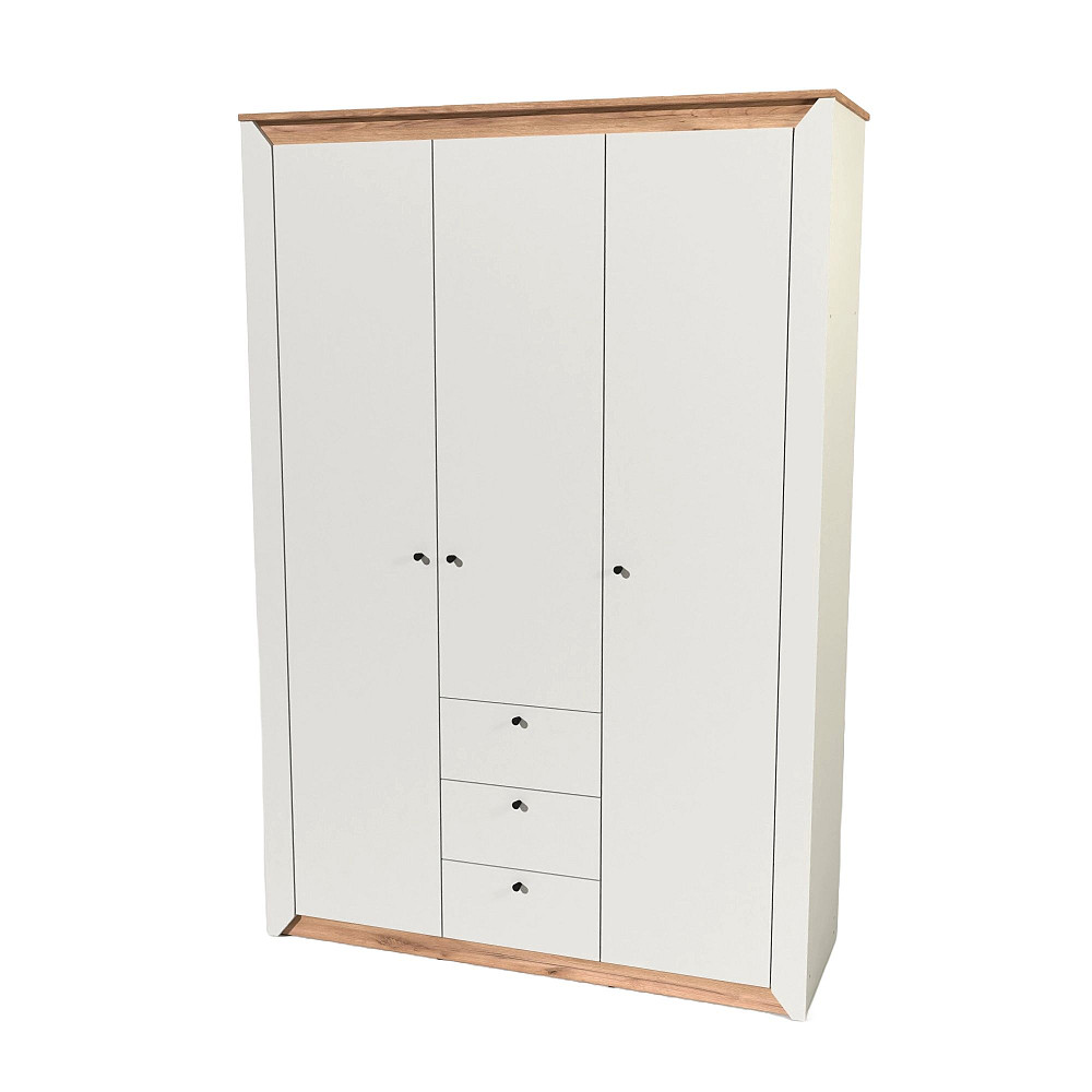 Шафа тридверна Еверест Нордік-1400 Білий + Дуб крафт золотий (DTM-5537) Львів - фото 6