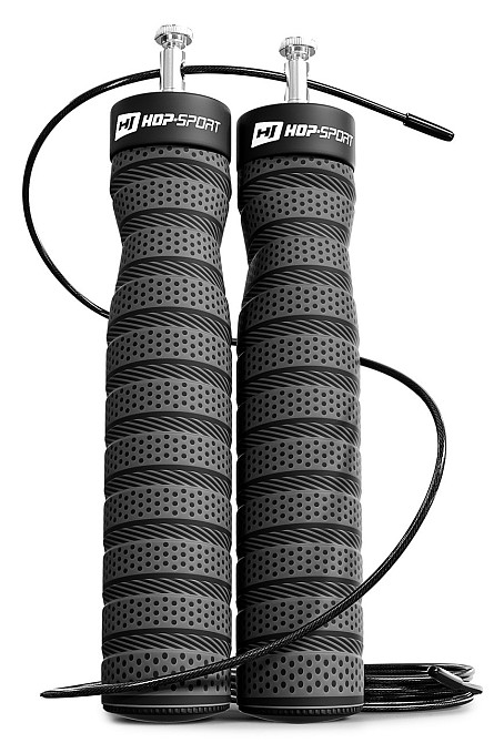 Скакалка з підшипниками та м'якою рукояткою Hop-Sport HS-P030JR сіра Київ - фото 1
