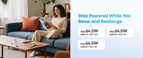 Мережевий зарядний пристрій Anker Charger 70 W, 3xUSB-C, 1xUSB-A, Black (A121CG11) ( 23092 ) Харьков