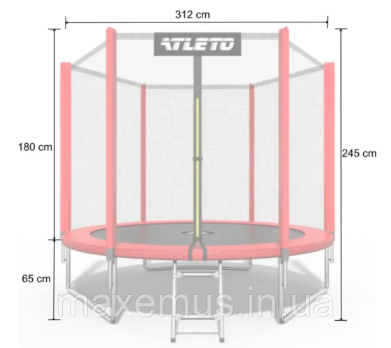 Батут детский Atleto 312 см с защитной сеткой и лестницей батут для детей садовый батут красный Мостиска