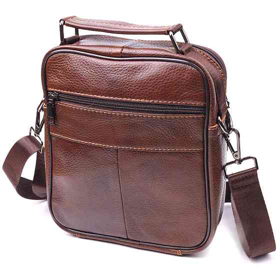 Чудова чоловіча сумка з натуральної шкіри Коричнева (Vintage) Київ