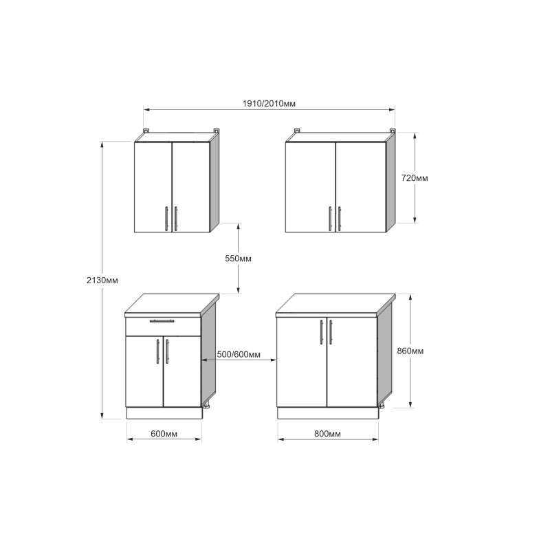 Кухня модульна Эверест Оптима набор №2 Дуб крафт золотой+Антрацит 2 м (без столешницы) (DTM-5695) Львов - изображение 4