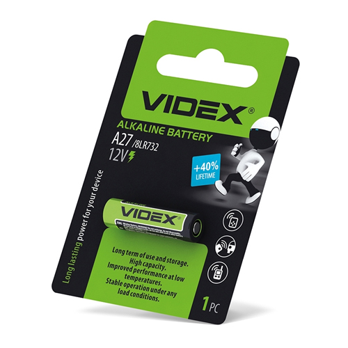 Батарейка Videx 12V 27A A27 MN27 8LR732, алкалайн для пульта сигнализации, фотоаппарата и электроники Киев - изображение 1