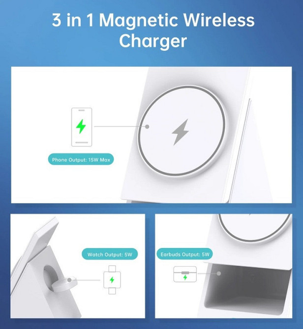 Бездротовий зарядний пристрій Choetech T600-F 15W Білий Харьков - изображение 5
