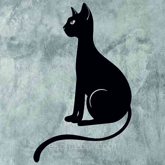 Декоративное настенное 3D Панно «Кот» Декор на стену с объемом 90*55 см, Черный Киев