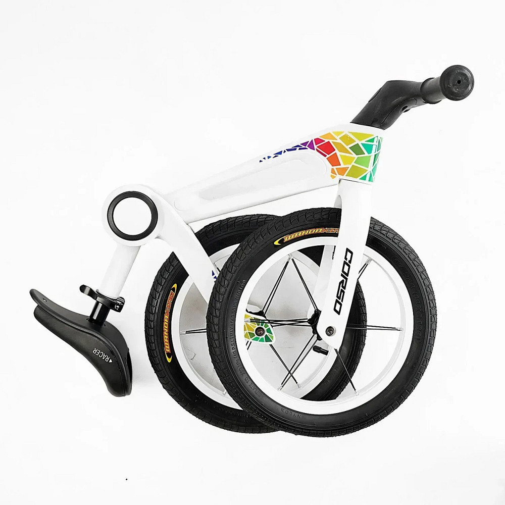 Біговел велобіг CORSO складана нейлонова рама надувні колеса 14 дюймів Білий (NL-19903) Чернігів - фото 2