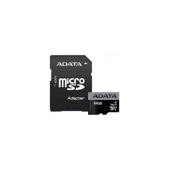 microSDXC (UHS-1 U3) A-DATA Premier Pro 64Gb Class 10 V30S A2 (R-100Mb/s W85Mb/s) (adapter SD) Київ
