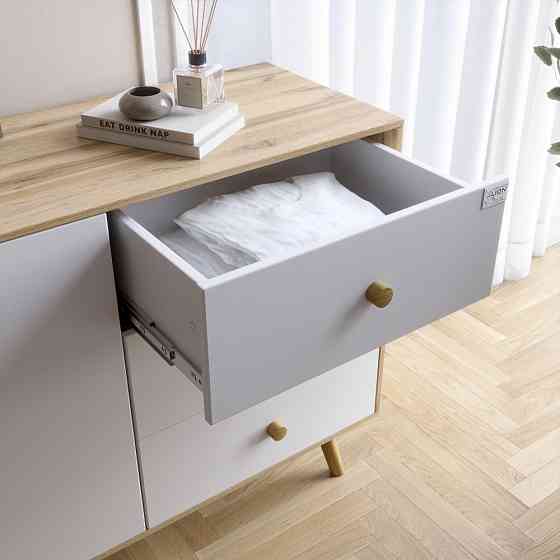 Комод LION Хьюге-5 Дуб Артизан/Нимфея Альба (белый) (LION-041010) Днепр