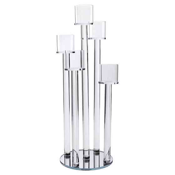 Декоративний підсвічник на 5 свічок, прозорий, 20×56.5 см Київ