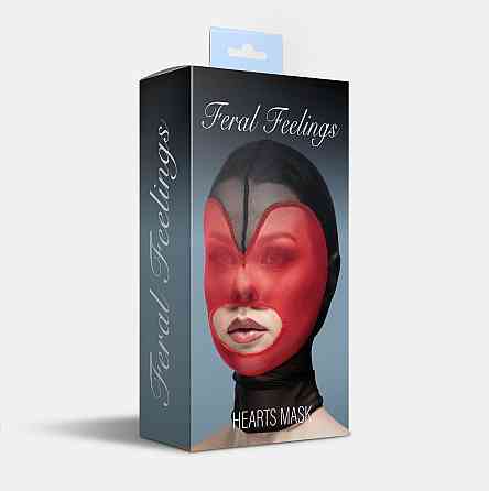 Маска серце сітка з відкритим ротом Feral Feelings - Hearts Mask Black/Red Sex Aura Київ