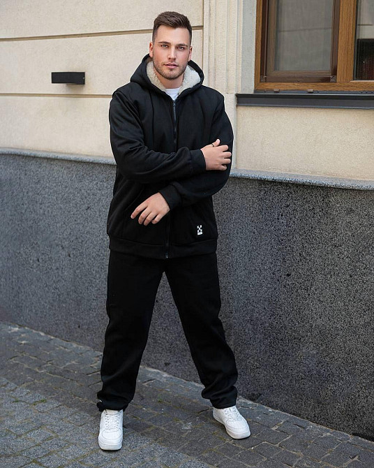 Чоловічий теплий костюм на флісі з хутром Чорний 52/54 Харків - фото 1