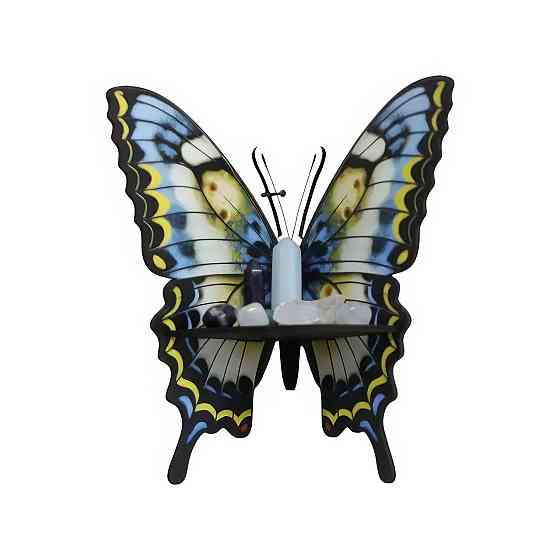 Угловая настенная полка из дерева Бабочка, 23×27.5см, органайзер для хранения из дерева, type G Каменец-Подольский