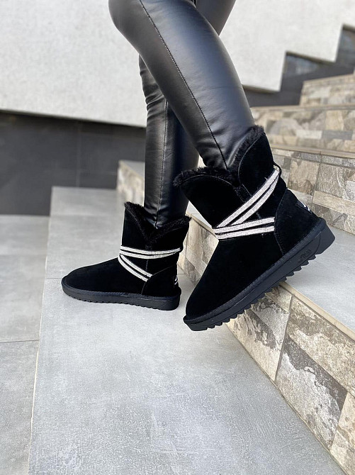 Угги жіночі OUQIDAGENI чорні натуральна замша зима висота 16 см (4208) Коломия - фото 3