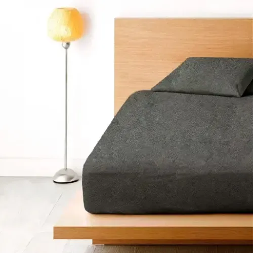 Digital темно-серая Простынь махровая на резинке с наволочками Anisa (220х240+30 см) Київ