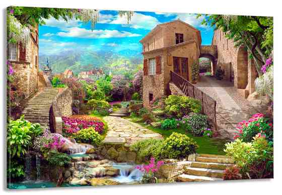 Картина полотно у вітальню / спальню   Венеція в квітах   MLP_280 ( 60х30см ) 50x100 см Київ