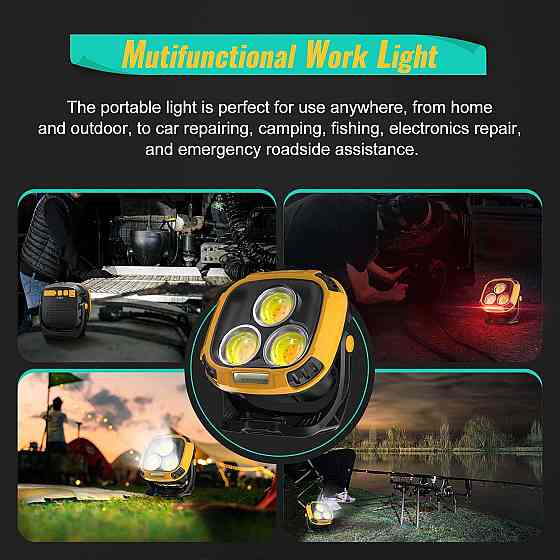 Прожектор ліхтар кемпінг W891-1-3COB(White+Yellow)+5SMD(Red) Power bank ZJ-74 Львів