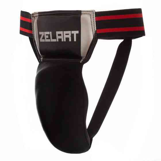 Защита паха мужская ZELART BO-1382 размер S-L черный-серебряный Защита для боевых искусств Киев