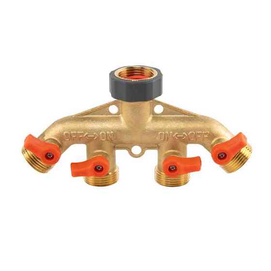 Колектор 4-ходовий з клапанами РЗ 3/4", з'єднання з краном РВ 3/4", латунь, BRASS SOFT, BR-S3034 Київ
