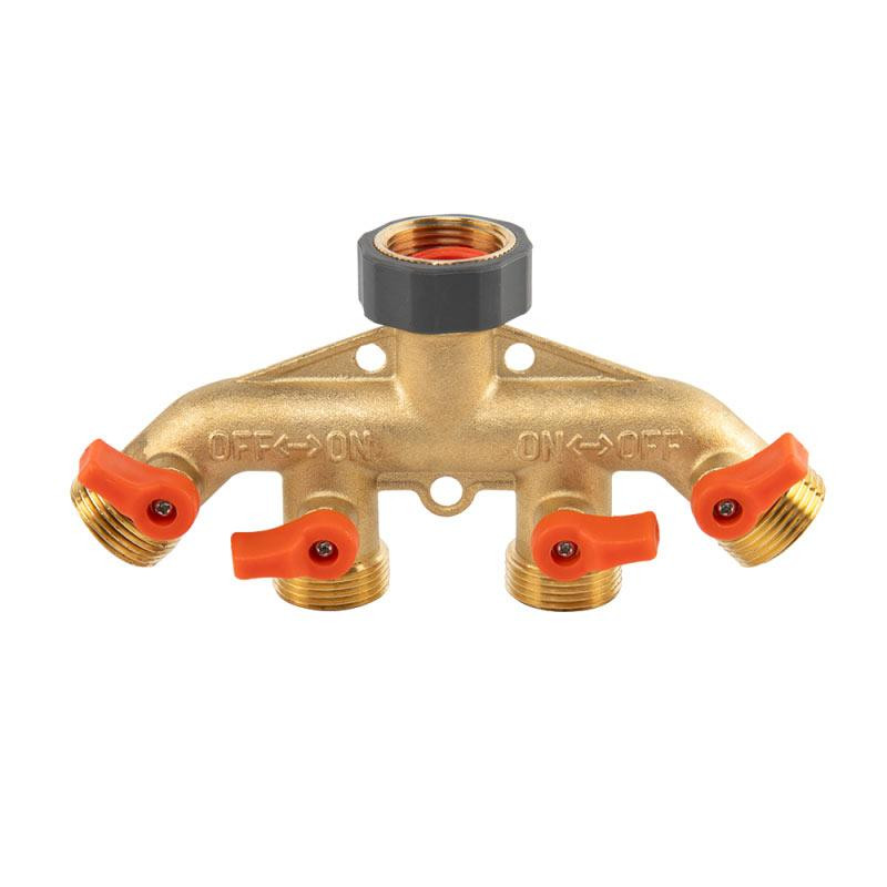 Колектор 4-ходовий з клапанами РЗ 3/4", з'єднання з краном РВ 3/4", латунь, BRASS SOFT, BR-S3034 Київ - фото 1
