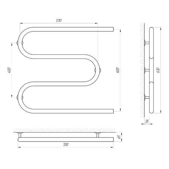 Сушарка для рушників Laris Змійовик 30 РС3 700Х600 1/2" Київ