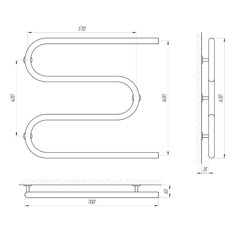 Сушарка для рушників Laris Змійовик 30 РС3 700Х600 1/2" Київ - фото 4