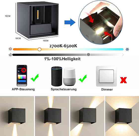 Настінний світильник світлодіодний смарт SNADER 6W LED RGB WiFi квадратний для дому та вулиці, управ Київ