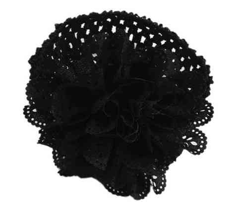 Чорна дитяча пов'язка на голову - окружність 30-46см, квітка 9см Київ