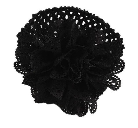 Чёрная детская повязка на голову - окружность 30-46см, цветок 9см Киев - изображение 1
