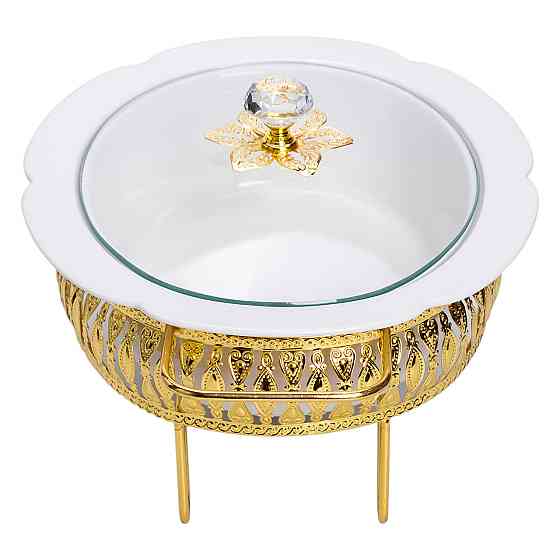 Настольная мармитница 32×23×14 (см) фарфоровая 1.2 (л) на металлической подставке HP-26-8 Киев