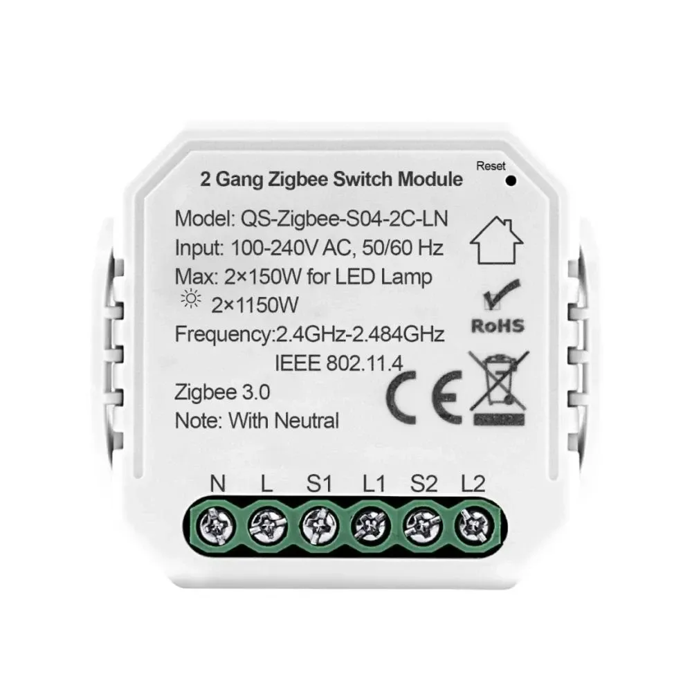 Розумне реле на 2 канали Akubela QS-Zigbee-S04-2C-LN (00-00002831) Киев - изображение 2