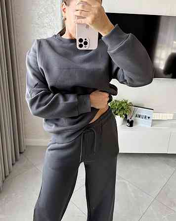 Жіночий прогулянковий костюм: світшот і штани турецька тринитка Сірий, 42 Одеса