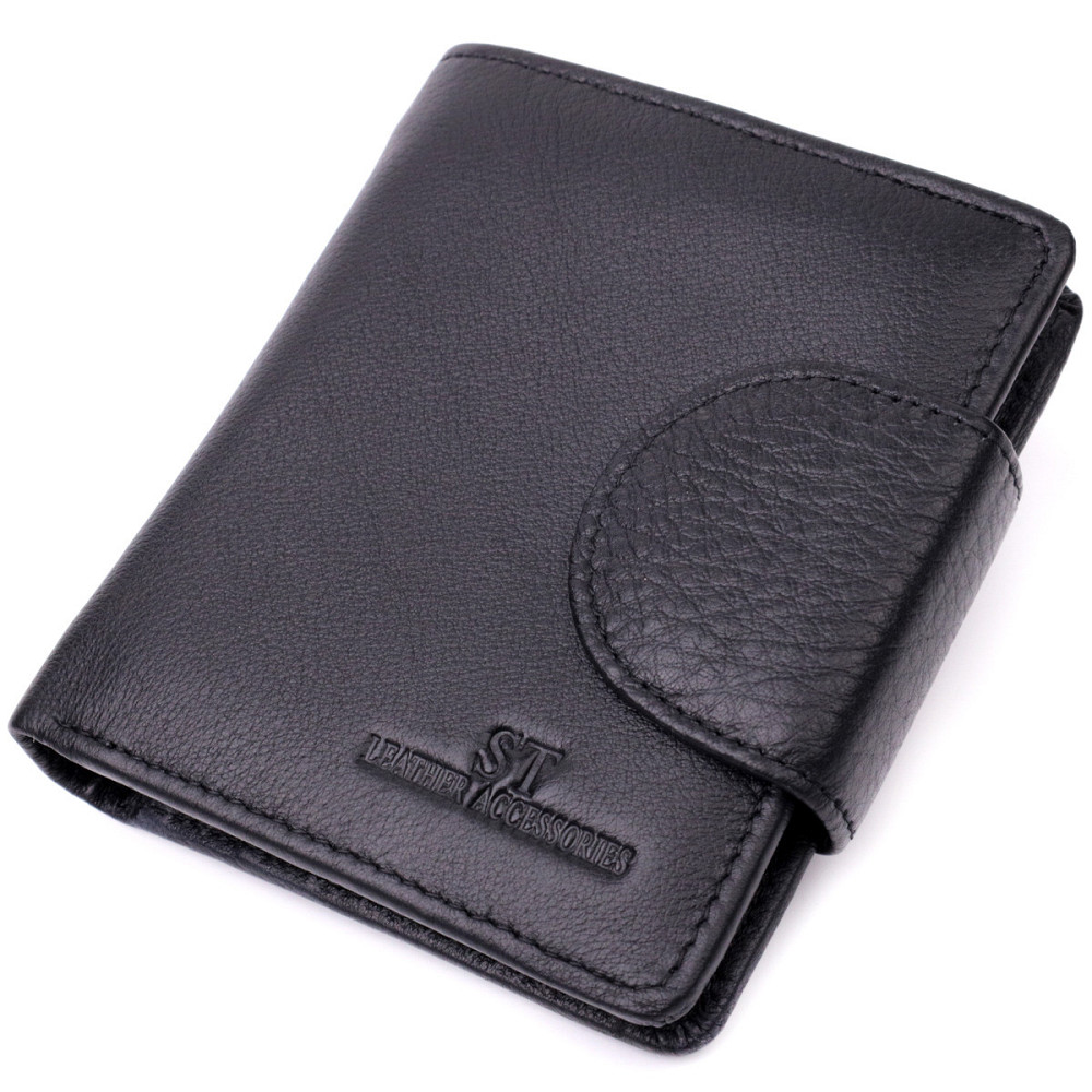 Жіночий вертикальний шкіряний гаманець чорний (ST Leather) Київ - фото 17