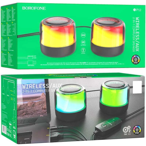 Портативна колонка BOROFONE BP12 Colorful BT wired 2-in-1 computer speaker Black Київ