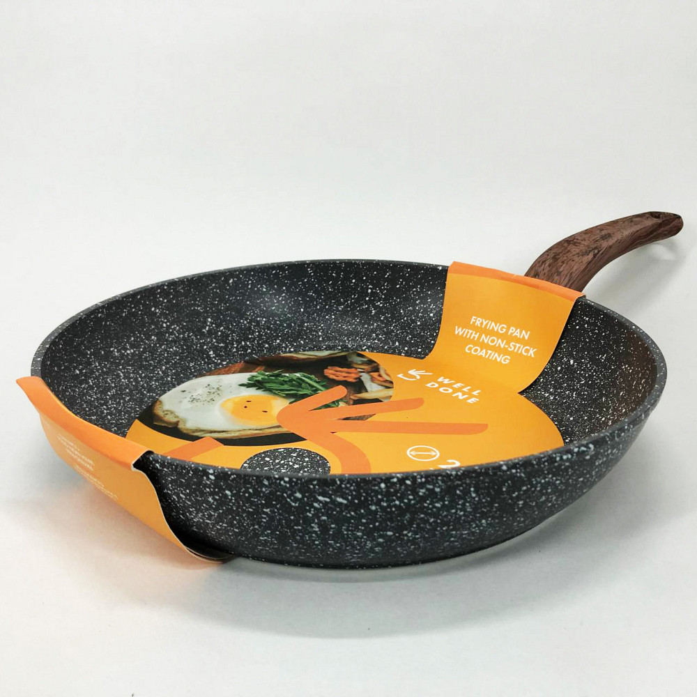 Сковорода с антипригарным покрытием для газовой плиты Well Done WD-1038N 28 см, Сковорода гриль удобная BJ-90 Львов - изображение 4