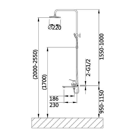 Душова система універсальна Qtap Presto на три споживачі (з виливом) QTPRE111CRW45580 Chrome/White Київ