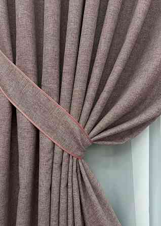 Комплект готовых штор VR-Textil Лен ALORA-TON № 1878ш Пудровый 125х290см 2 шт (39-0027) Киев