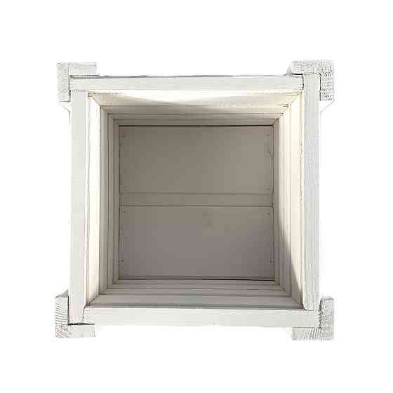 Ящик вазон садовый декоративный для цветов или для хранения вещей из натурального дерева 19х19х17,5 см Белый Каменец-Подольский