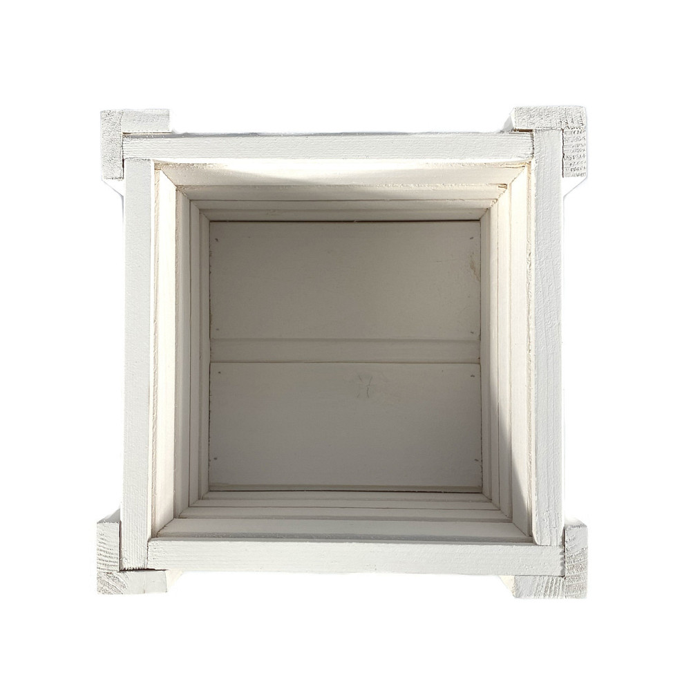 Ящик вазон садовий декоративний для квітів або для зберігання речей з натурального дерева 19х19х17,5 см Білий Кам'янець-Подільський - фото 3