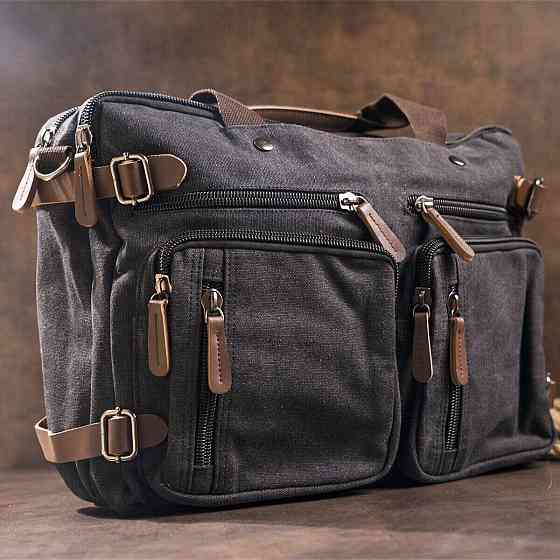 Сумка-трансофрмер текстильная большая Vintage 20078 Черная Киев