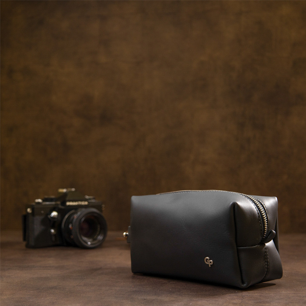 Матовый мужской кожаный несессер GRANDE PELLE 11509 Черный Киев - изображение 8