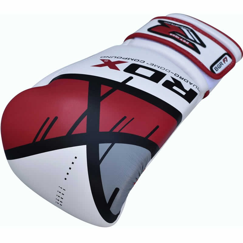 Рукавички боксерські для боксу та єдиноборств професійні оригінальні RDX Rex Leather Red 8 унцій білі з червоним Київ - фото 3