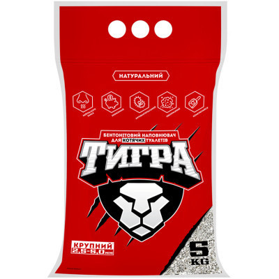 Наповнювач для туалету Тигра бентонітовий 5 кг (велика гранула 2.5-5 мм) (5202) Вінниця - фото 1