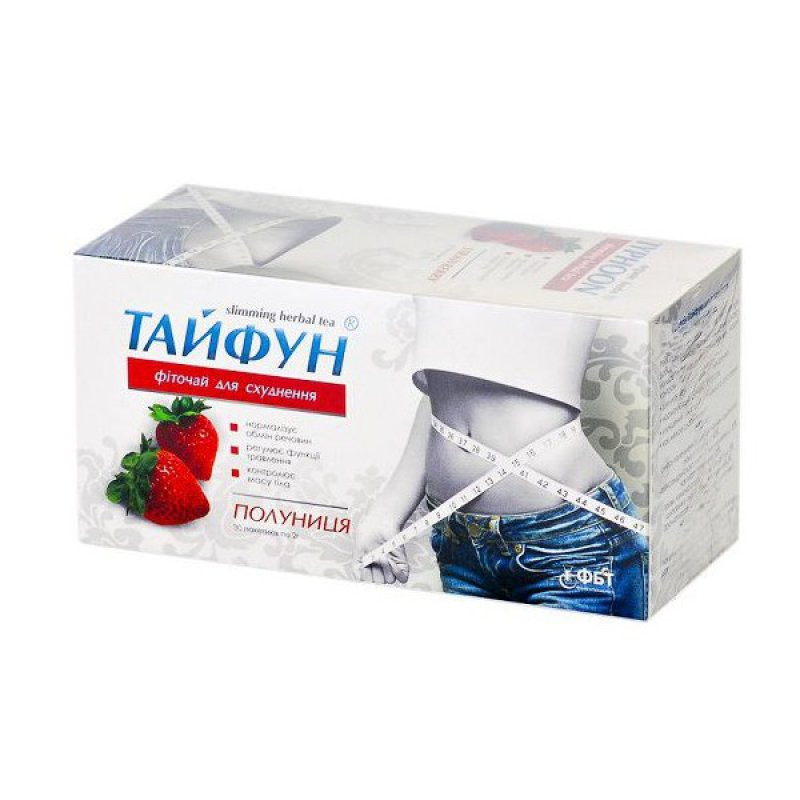 Тайфун Клубника фиточай д/похудения ФитоБиоТехнологии 30 фильтр-пакетов по 2 г Луцк - изображение 1