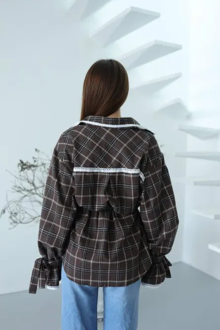 Сорочка в клітинку з мереживом жіноча фланель 100% котон Одеса - фото 9