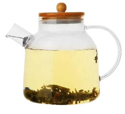 Заварювальний чайник із жароміцного боросилікатного скла 800 мл з дерев'яною кришкою Одеса - фото 3