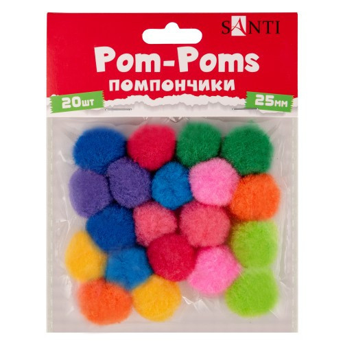 Помпони "SANTI", кольорові, d-25мм, 20шт./уп, шт Київ - фото 1