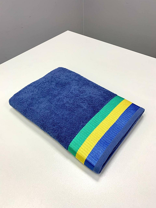 Махровое полотенце Ideal Textile 70*140 см с яркими полосками (56860802) Джинс Черновцы - изображение 1